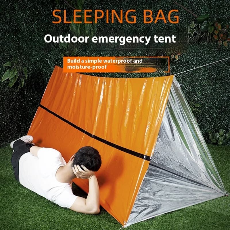 Tenda di pronto soccorso per esterni Tenda di sopravvivenza per riparo di emergenza per 2 persone Kit tenda a tubo Sacco a pelo Coperta termica impermeabile riutilizzabile