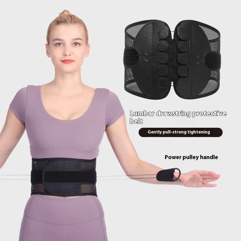 Waist belt in the shape of a breathable support with double traction pulley Fixed support belt Fixed pelvic fixed belt
