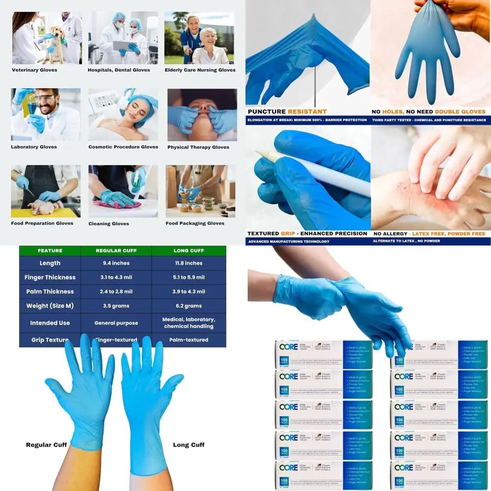 Guanti in Nitrile Monouso, Senza Lattice, Senza Polvere, Resistenti, Adatti per Uso in Laboratorio e Automobilistico - 3-6 MIL (Scatola/Confezione)