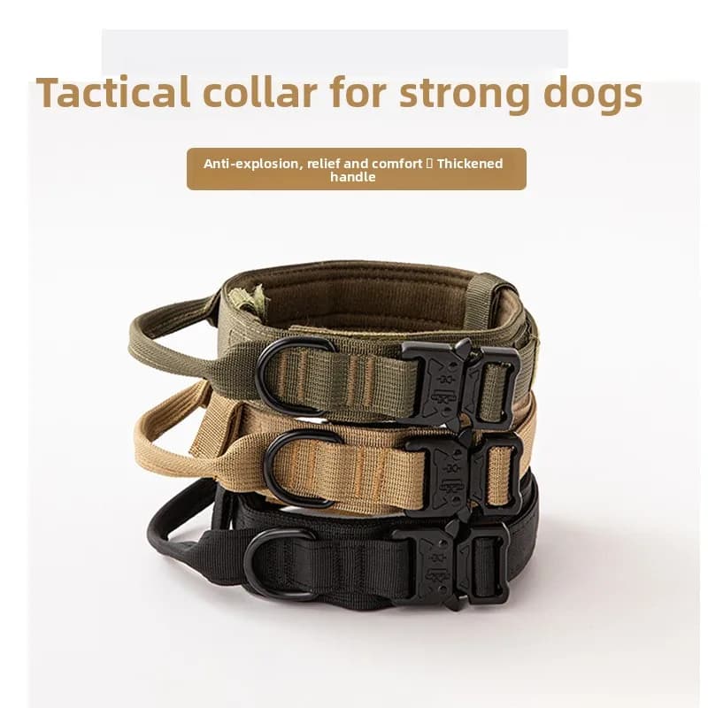 Collare tattico per cani di grandi dimensioni Corda di trazione retrattile regolabile Cintura per collare in nylon per addestramento all'aperto a prova di esplosione