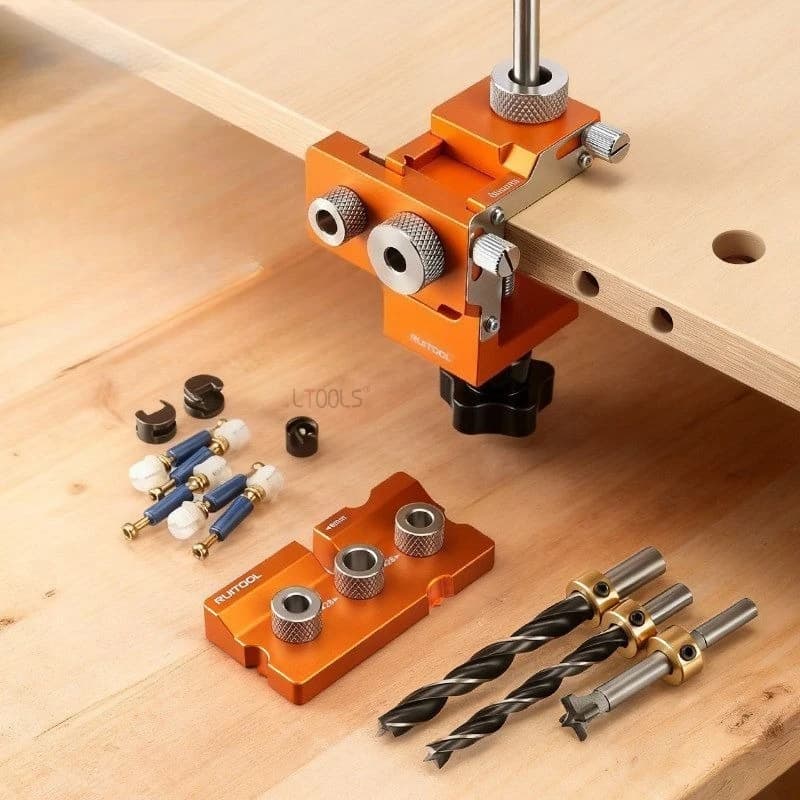 Eccentric Wood Drilling Tools Set, Double Hole Three In One Durable Locator, Rapid Punching Tool for Assembling Panels