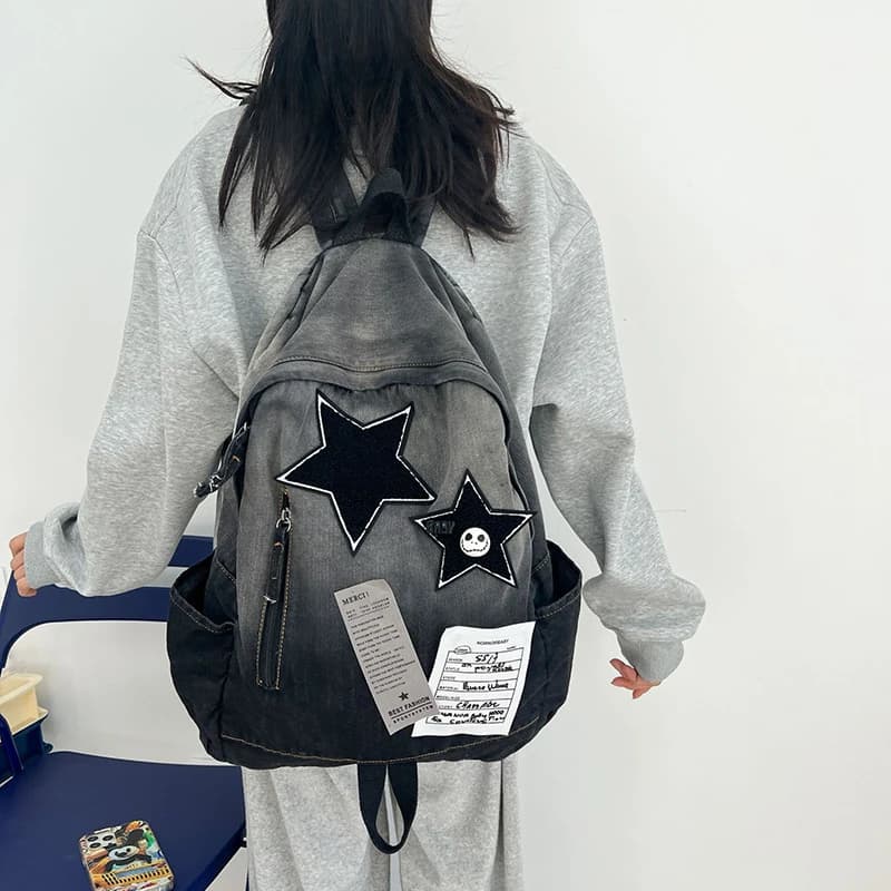 Large Capacity Designer Backpack Girls Cute Cowboy Fashion Multi Functional Backpack for Students Casual Star High School Bag