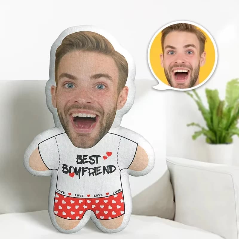 Custom Face Shaped Pillow Single Side Print Upload Photo Personalized Human Portrait Plush Cushion Valentine Gift