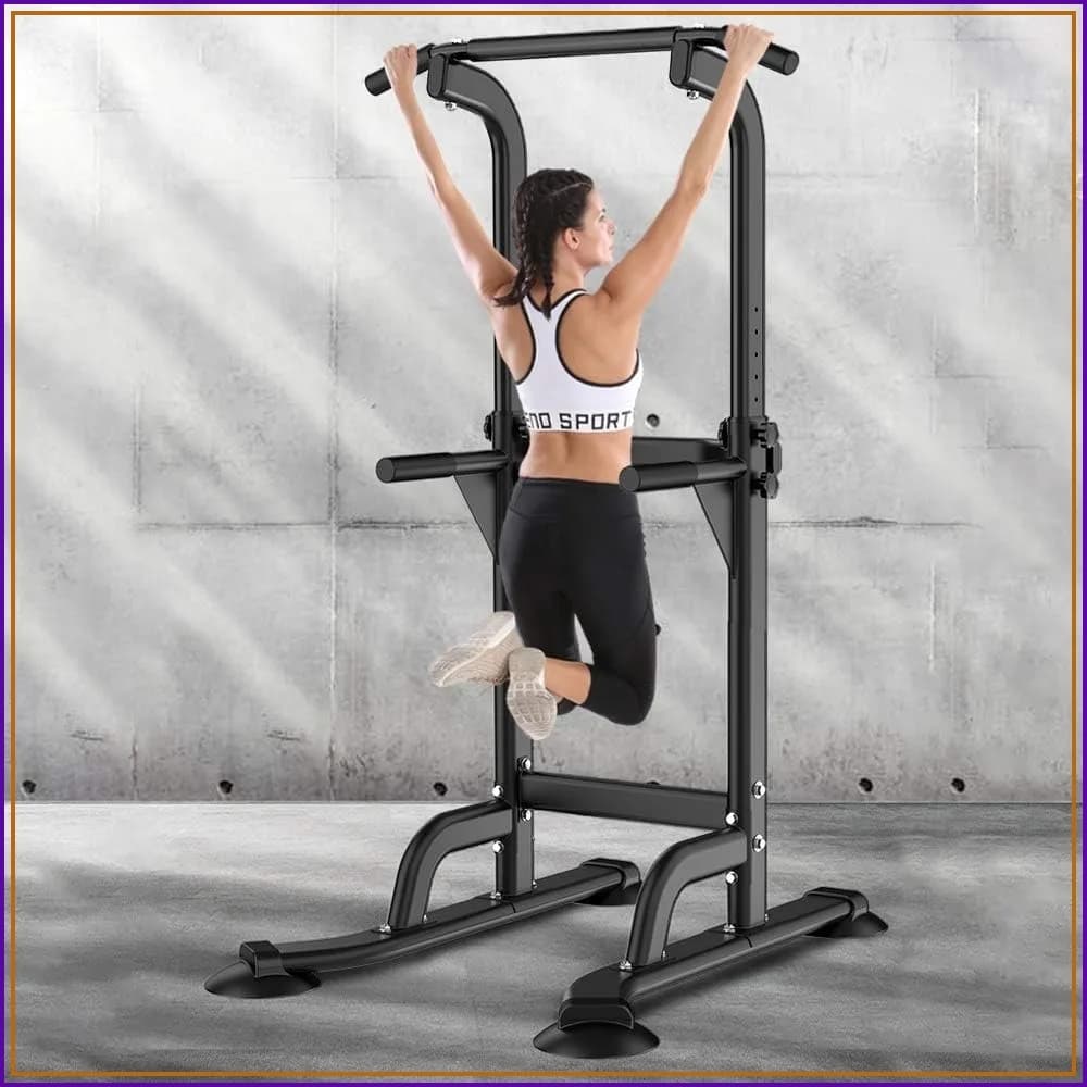 Adjustable Power Tower for Home Gym, 330LBS Capacity Dip Station Pull Up Bar
