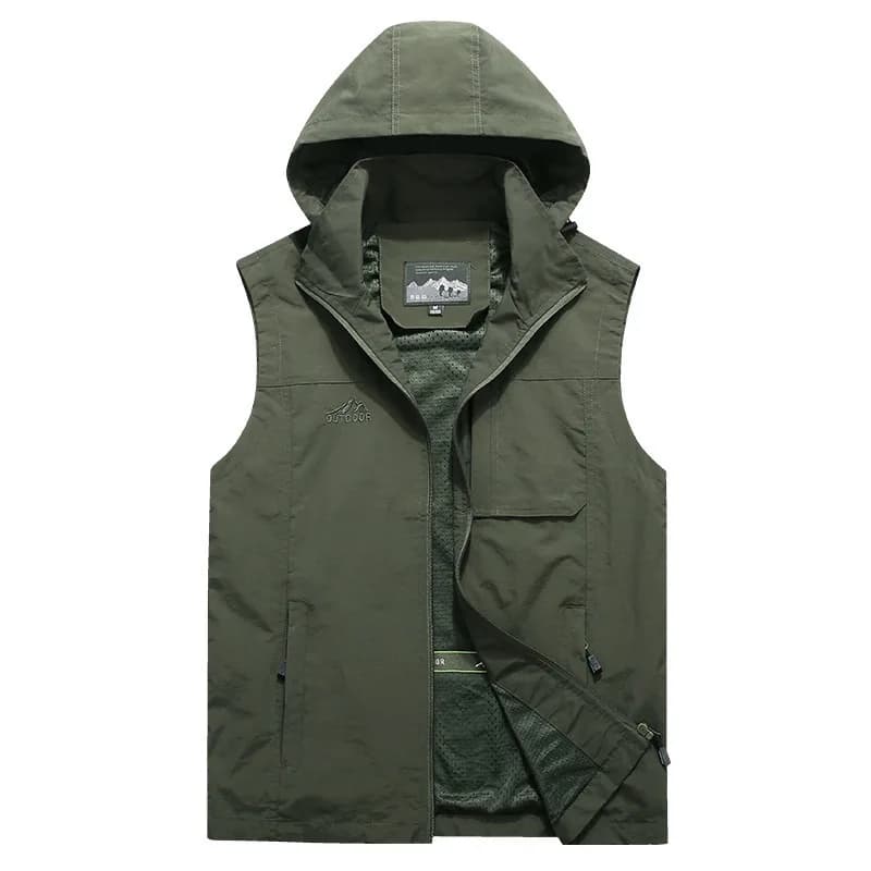 Gilet cargo staccabili con cappuccio da esterno da uomo Giacche senza maniche per fotografia maschile Gilet traspiranti in rete sottile Gilet larghi da uomo 7X