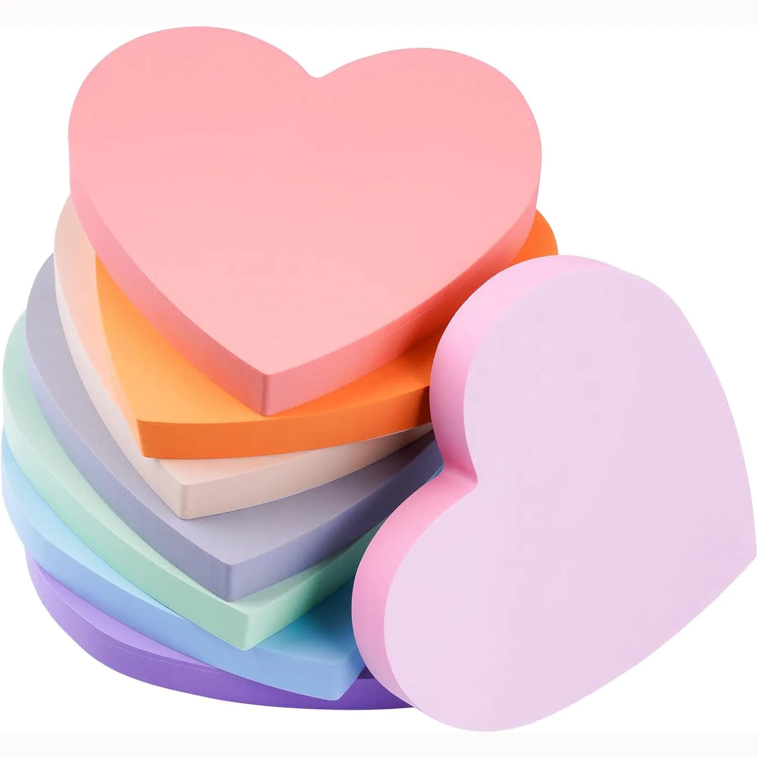 Heart Sticky Notes 8 Pads Cute Heart Shape Post it Notes Strong Adhesive Post Clean Removal 30 Sheets/pad