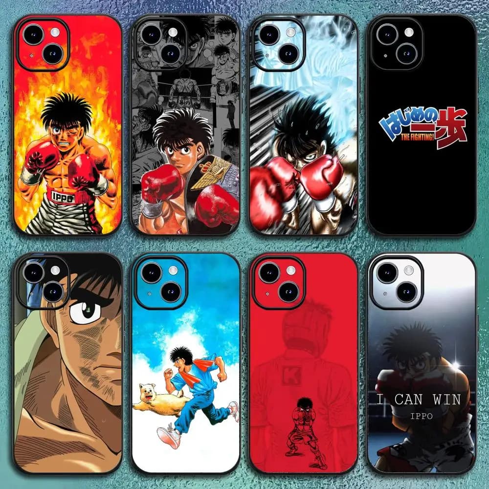 H-Hajime No Ippo Cool Anime Phone Case For IPhone 17 16 15 14 13 12 11 Pro Max Plus Mini Black Frosted Soft Shell Funda