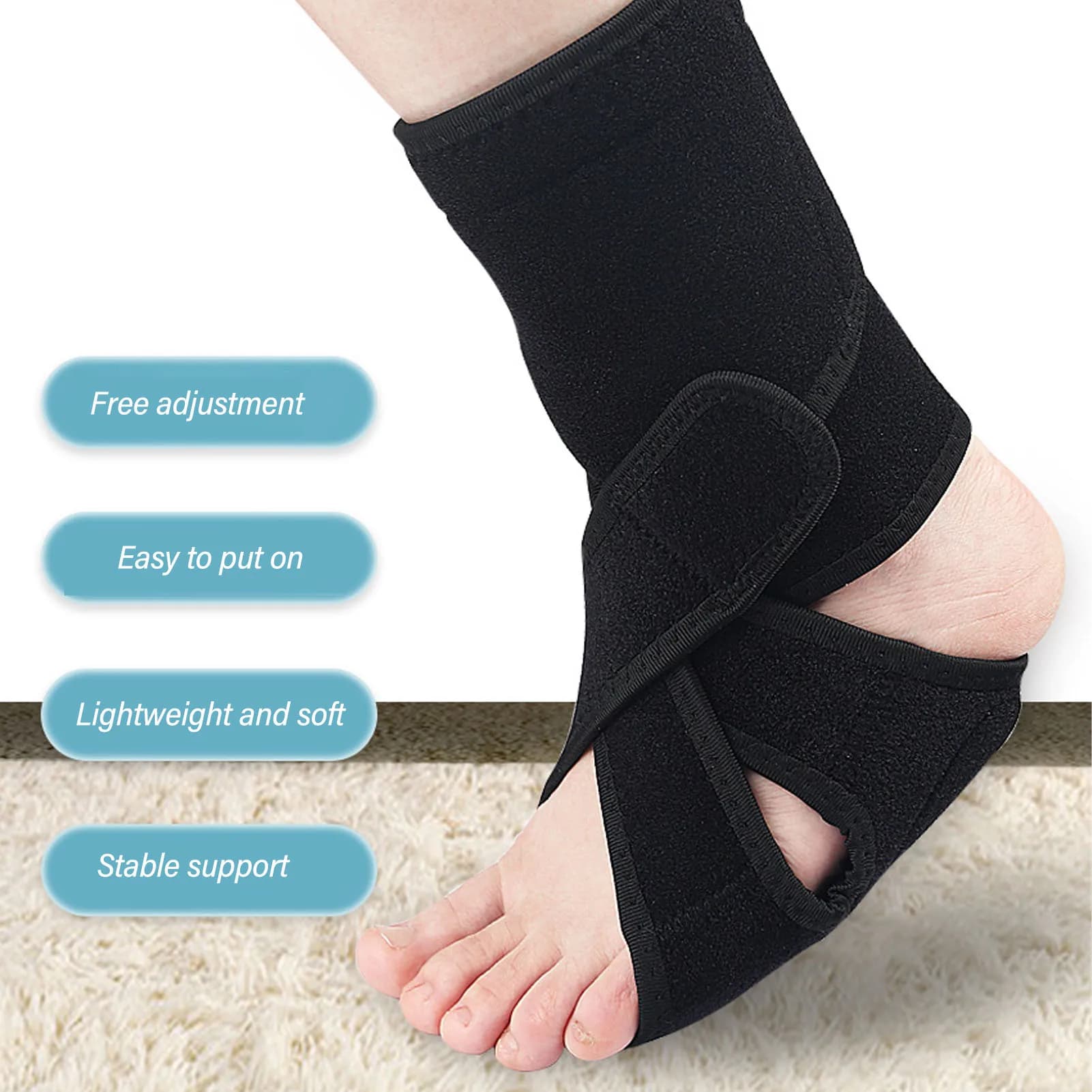 1pc tutore per piede cadente per camminare che allunga l'arco plantare compressione regolabile tutore per ortesi per piede caviglia tutore per piede caviglia