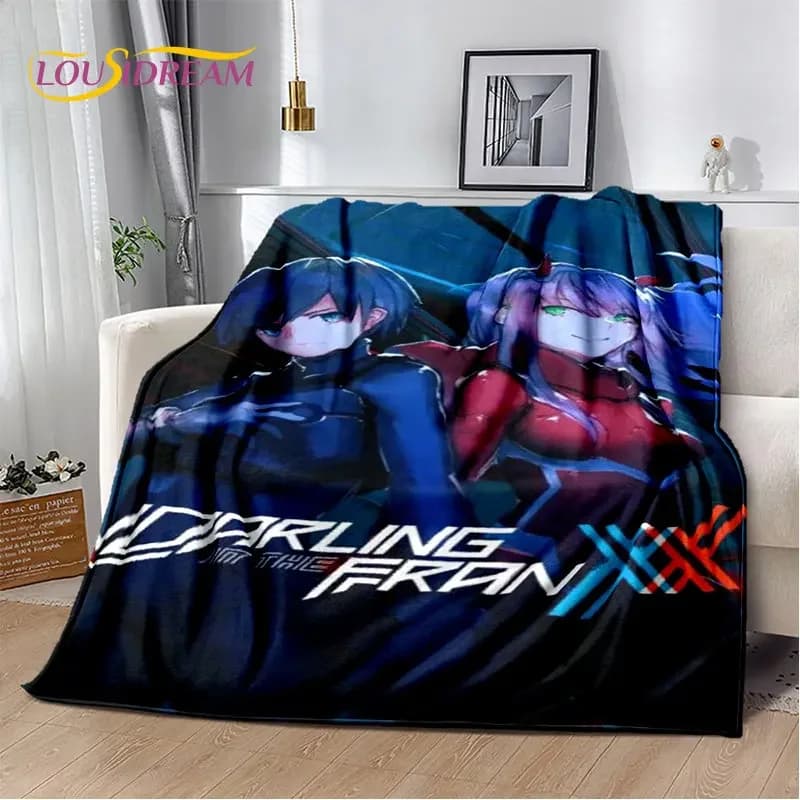 Zero Two DARLING In The FRANXX Morbida coperta di peluche, coperta di flanella per soggiorno, camera da letto, divano letto, copertura da picnic 3D