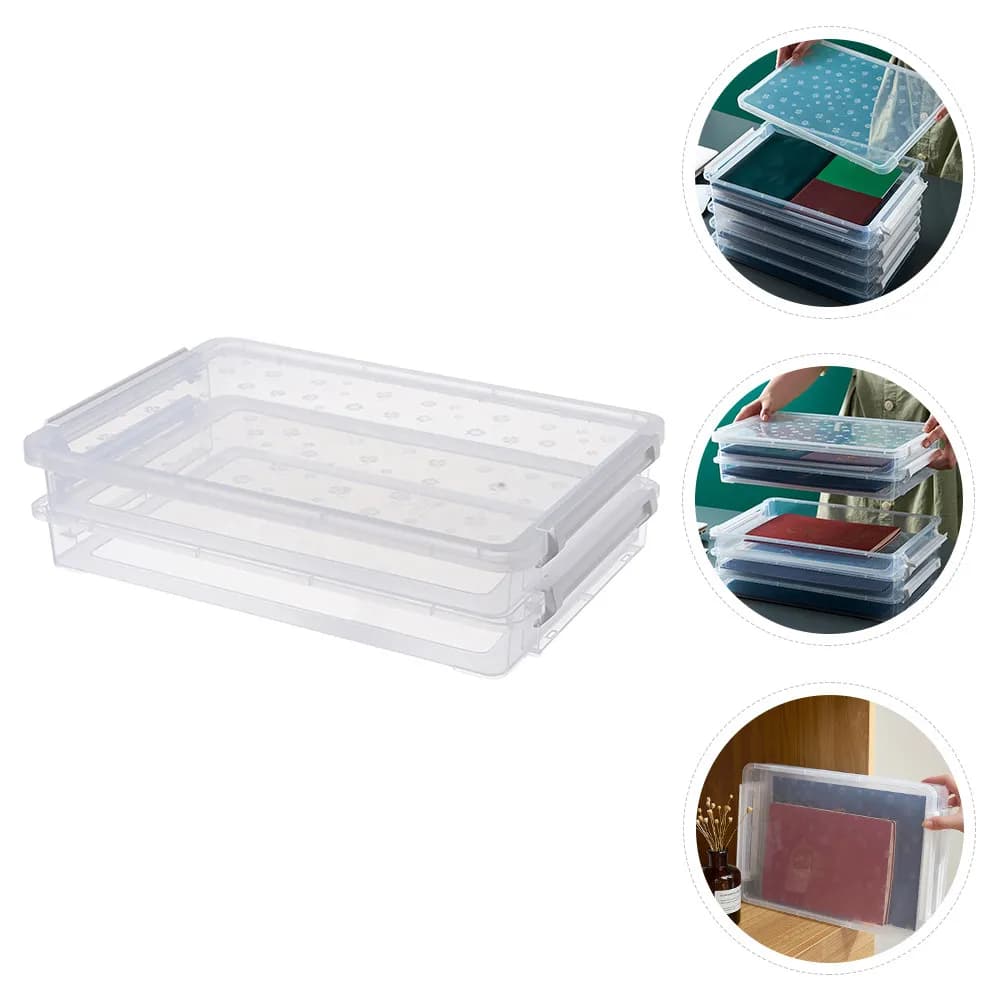 Clear Multilayers File Box Premium PP Document Organizer Portable File Folder Storage Container Office Study Room Desktop