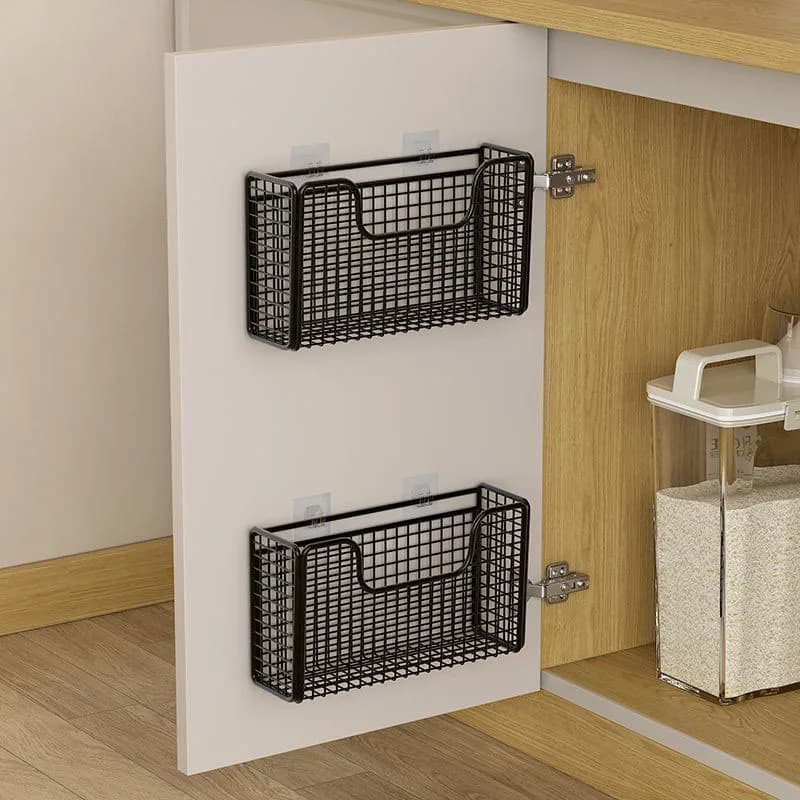 Scatola portaoggetti per porta dell'armadio da cucina senza punzonatura Scaffale in ferro Armadietto a parete Scaffale per involucro in plastica Scaffale per frigorifero da bagno