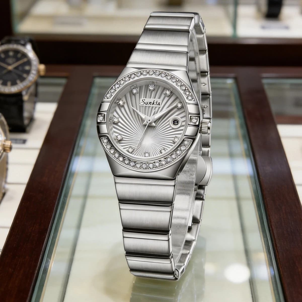Orologi LIGE Sunkta da donna con diamanti, orologio da donna in acciaio inossidabile di lusso, orologio da donna alla moda, elegante, impermeabile, luminoso, con datario