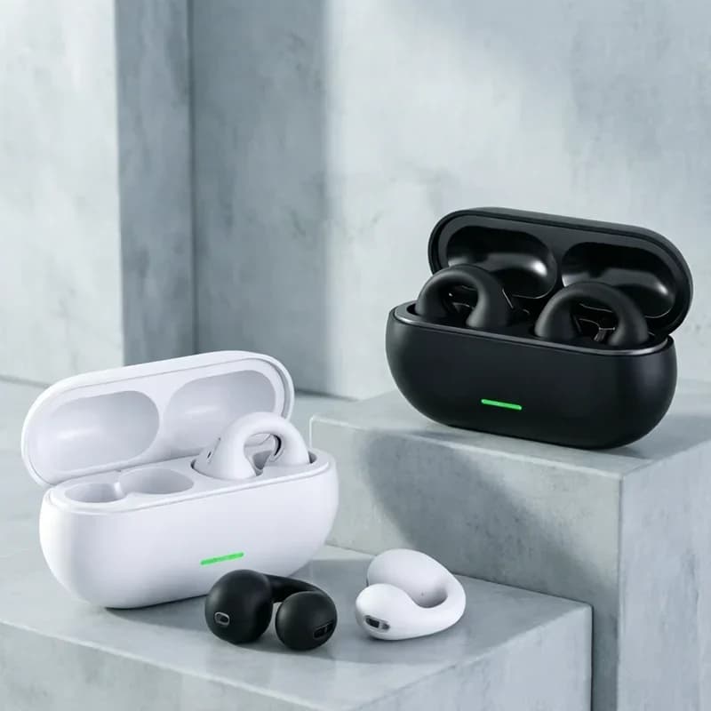Bluetooth TWS 5.3 Wireless Air-Conduction Headphones, Clip-on Headphones with Noise Cancellation, HD Calls, for Sports and Gaming