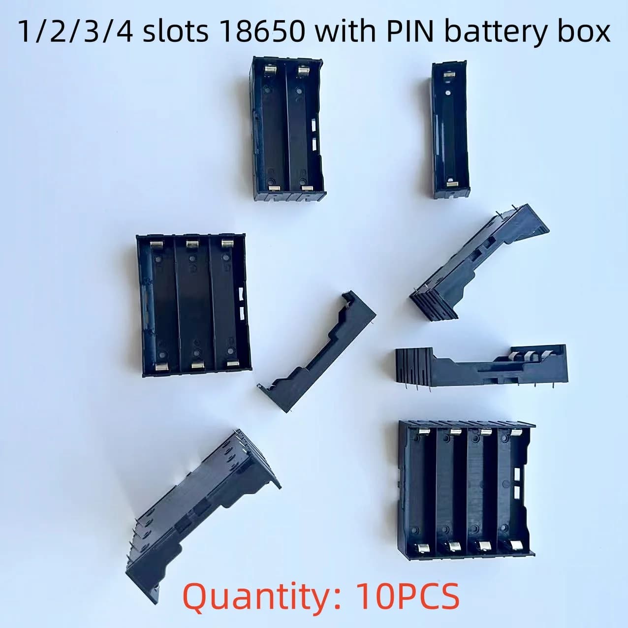 18650 Portabatteria Scatola di immagazzinaggio Custodia 1 2 3 4 Slot ABS 18650 Custodie per batterie di potere Contenitore per batterie con perno rigido Facile saldatura FAI DA TE