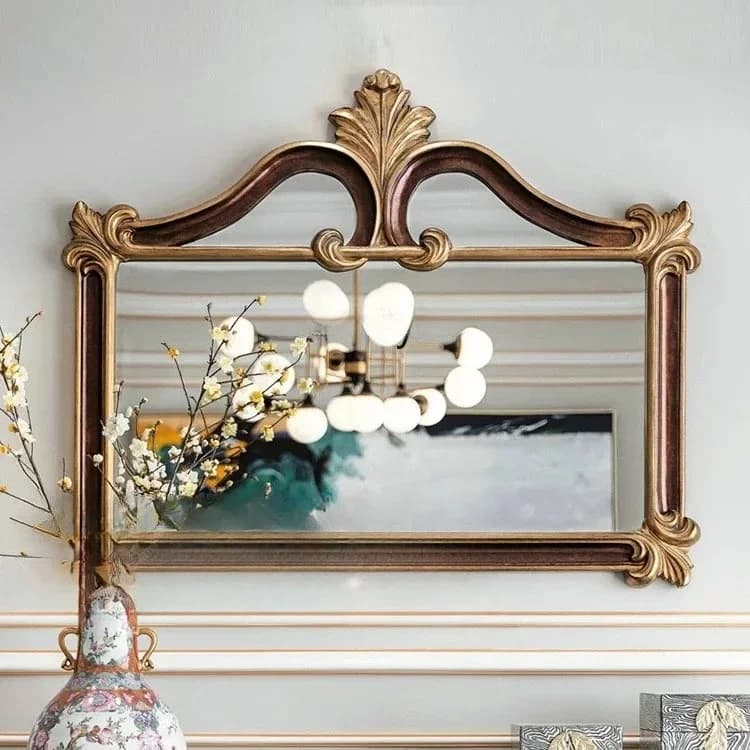 TTAmerican Entrance Wall Hanging Dining Side Living Room Carved Decoration, Bathroom Background Wall Hanging Mirror