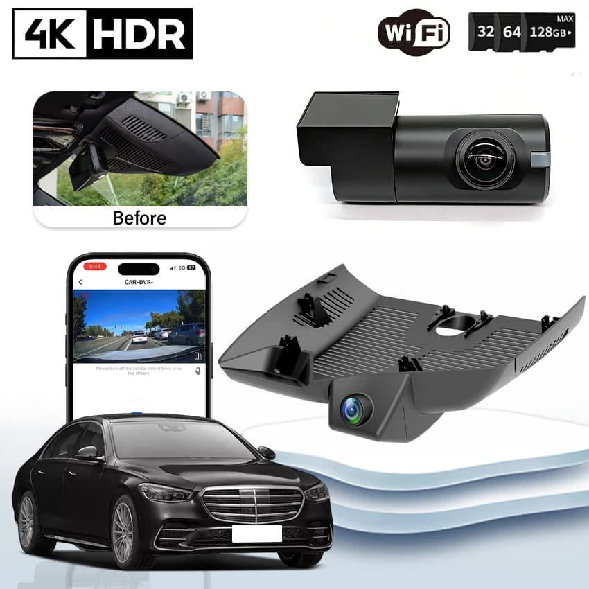 Telecamera UHD 4K 2160P WIFI con Visione Notturna per Mercedes-Benz Maybach Classe S S480 S680 S580 2021-2023, DashCam Registratore Video per Auto