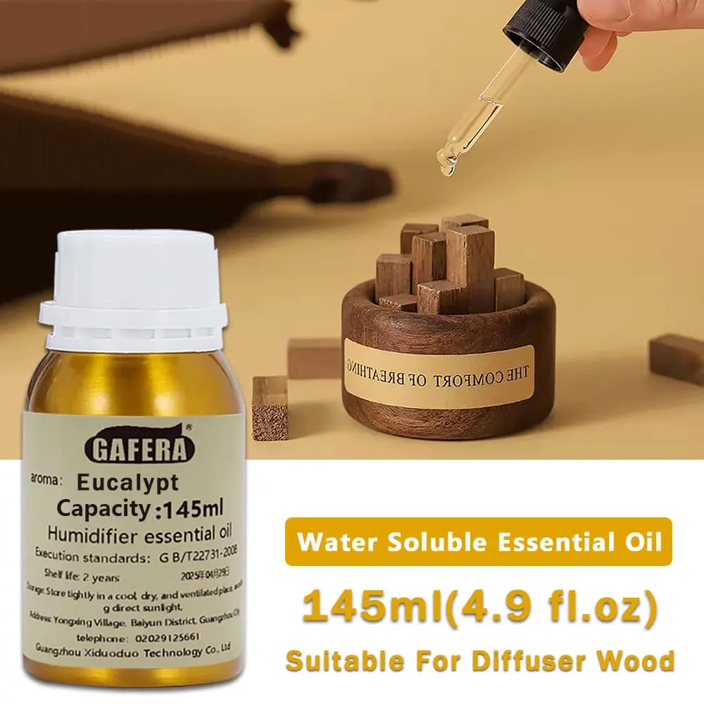 GAFERA 145ml (4.9 fl.oz) Oli Essenziali di Eucalipto/Salvia e Sale Marino - Per Diffusori in Legno, Legno Profumato, Pietre Aromatiche e Umidificatori