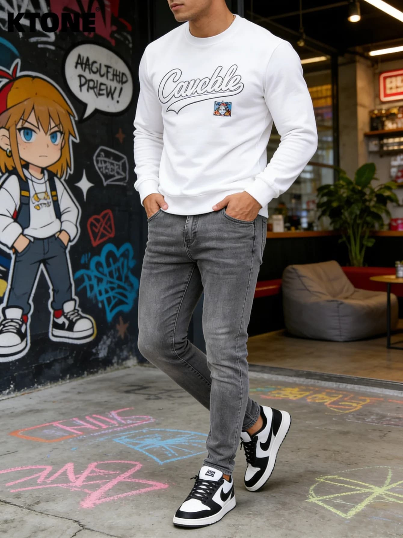 Jeans Slim Grigio Chic per Uomo, Stile Y2K Originale, Moda Casual Quotidiana, Denim Senza Accessori o Cinture Inclusi