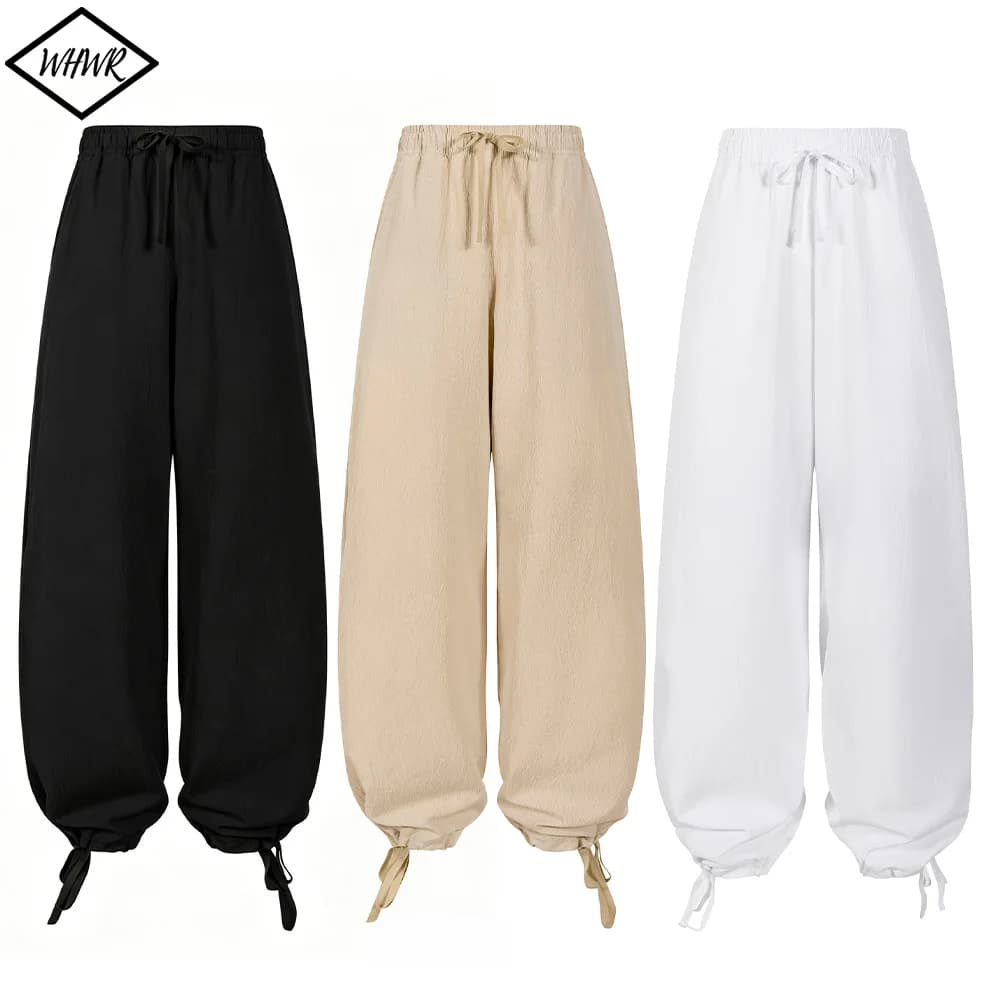 Men’s Casual Wide Leg Pants Quick Dry Loose Fit Trousers with Elastic Waist and Drawstring Lightweight and Breathable Pants