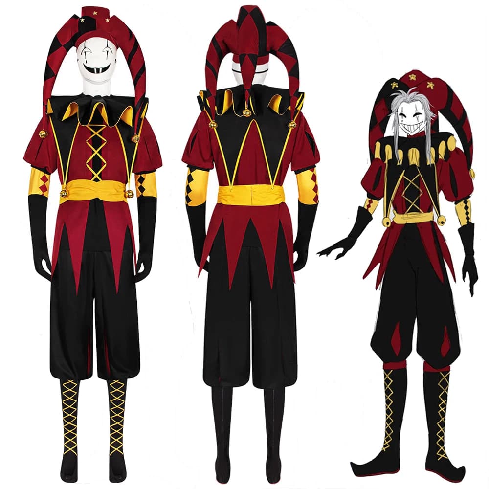 Set completo di costumi cosplay Freak Circus, costume cosplay Freak Pierrot, uniforme da clown, abbigliamento da uomo per feste di carnevale di Halloween