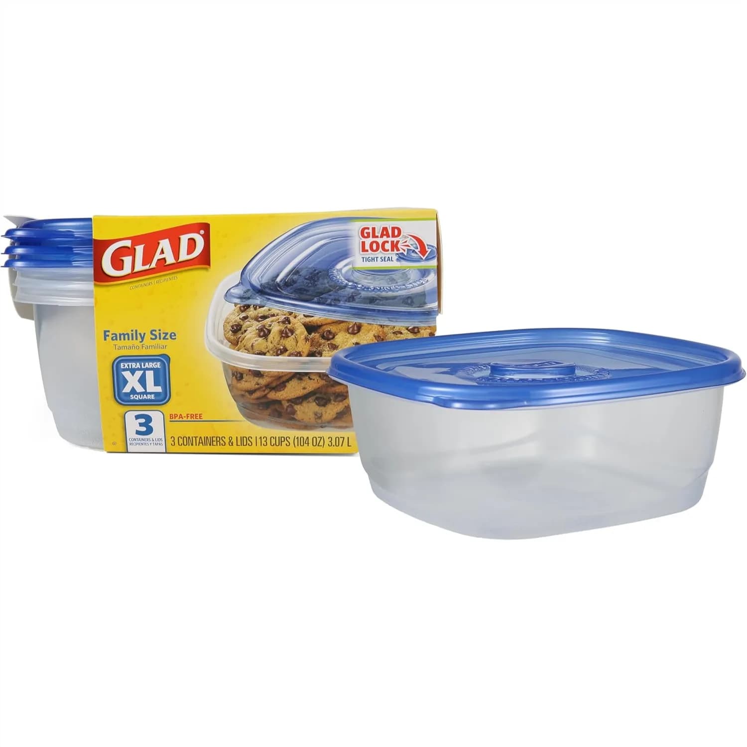 Contenitori Quadrati per Alimenti con Coperchi Ermetici, 104 Oz per Avanzi, Preparazione Pasti, Congelatore, Lavabili in Lavastoviglie, Confezione da 3