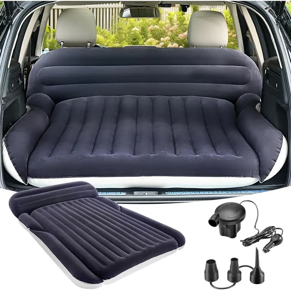 Materasso Gonfiabile Portatile per SUV con 2 Cuscini - Letto per Auto Rinforzato per Viaggi e Campeggio - Gonfiaggio e Sgonfiaggio Rapido con Pompa - Blu Navy B