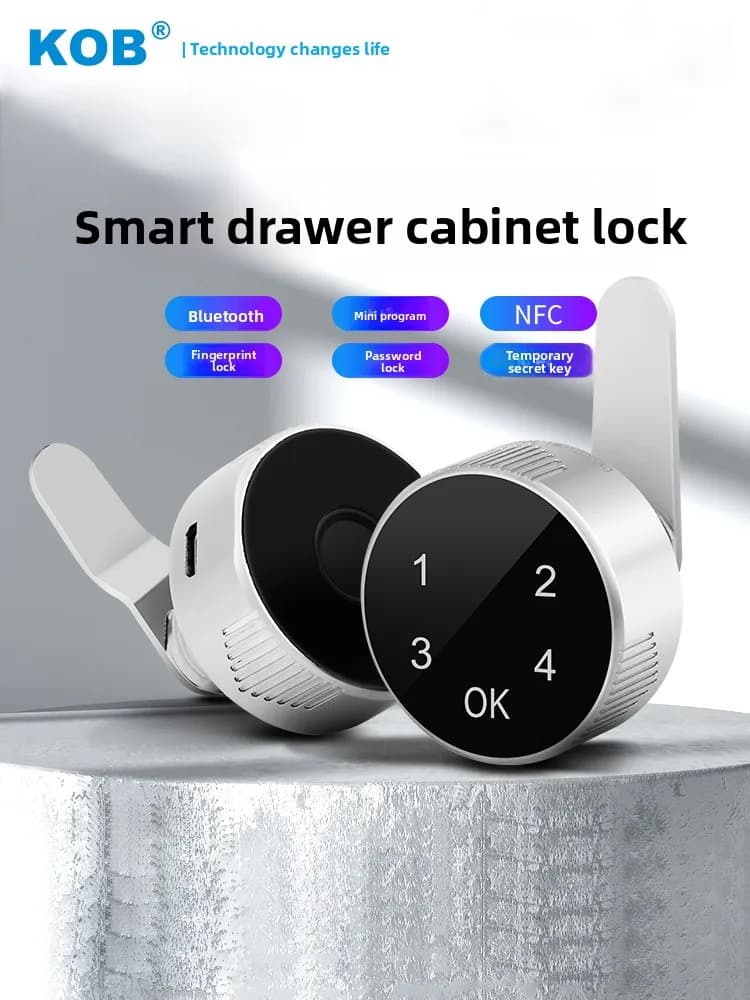 KOB Smart Cabinet Cam Lock - Sblocco remoto Blocco password impronta digitale per cassetto dell'armadio in metallo per file da scrivania