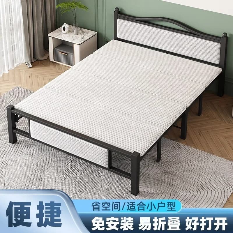 Rollaway bed single double bed dormitory office lunch break wooden board bed rental house wrought iron household