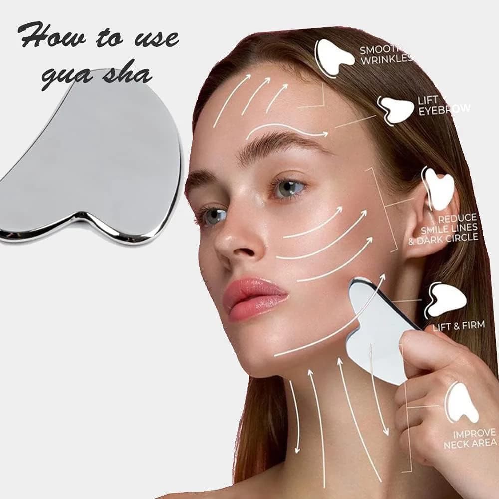 Stainless steel scraper, heart-shaped massage table for facial massage, make-up application tool, foundation chisel, eye beauty