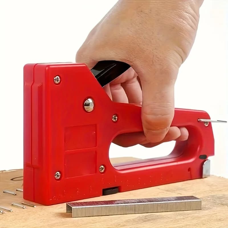 Set cucitrice manuale in acciaio inossidabile con graffette regolabili per la lavorazione del legno di mobili fai-da-te, ideale per uso domestico e in ufficio