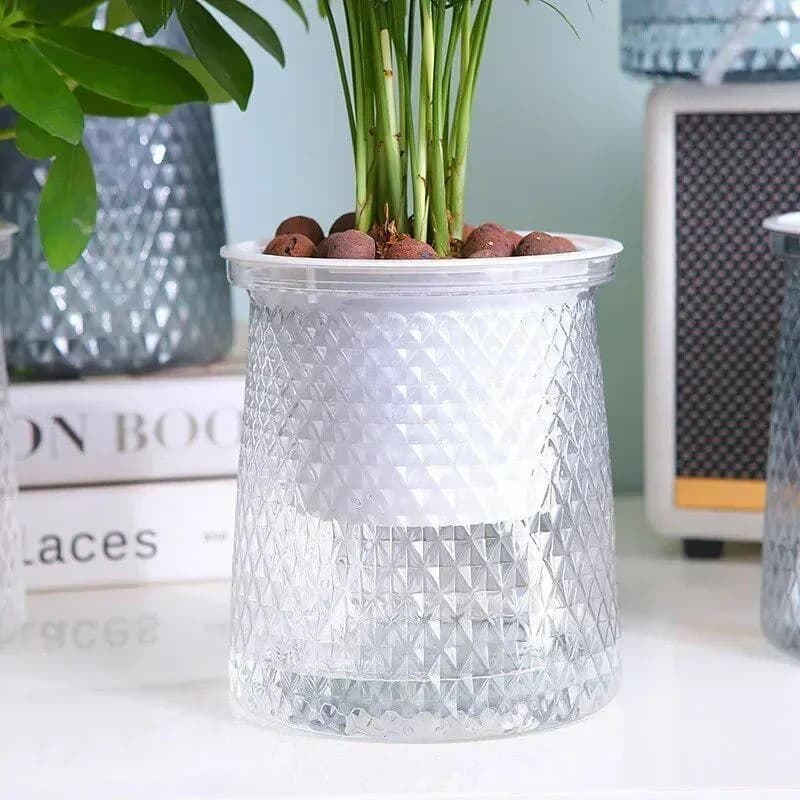 2024 Vaso da fiori trasparente con irrigazione automatica Vaso da fiori idroponico in vaso pigro automatico a doppio strato per la decorazione domestica