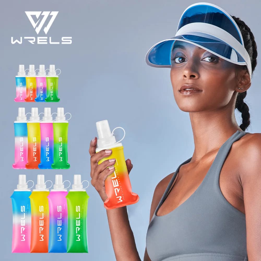 Borraccia sportiva TPU pieghevole boccetta morbida per bevande bottiglia d'acqua portatile ad alto flusso corsa escursionismo bicicletta fitness borsa d'acqua