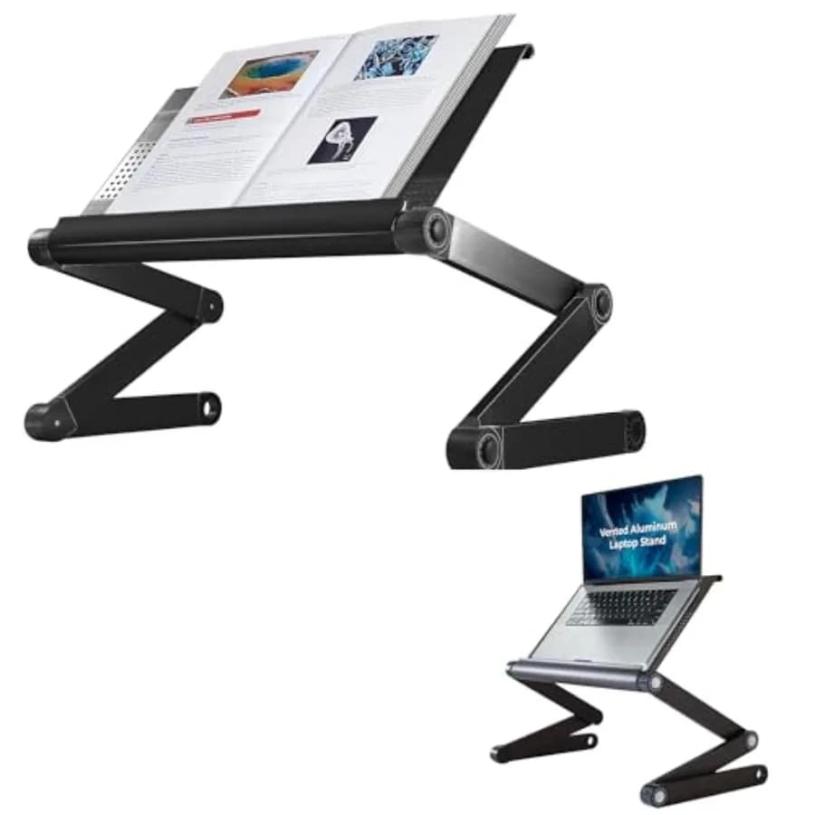 Adjustable Book Holder, Tablet and Laptop Stand, Aluminum Portable Reading Stand for Textbooks and Cookbooks, Recipe Holder for