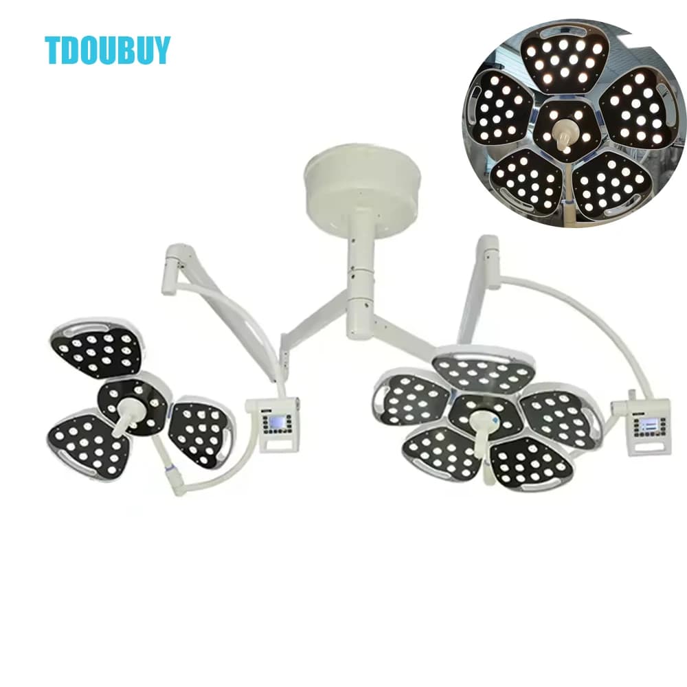 Lampada operatoria senza ombre a soffitto a LED, luce fredda dentale ultrasottile a doppia testa, luce specifica veterinaria, utilizzata negli ospedali degli animali domestici