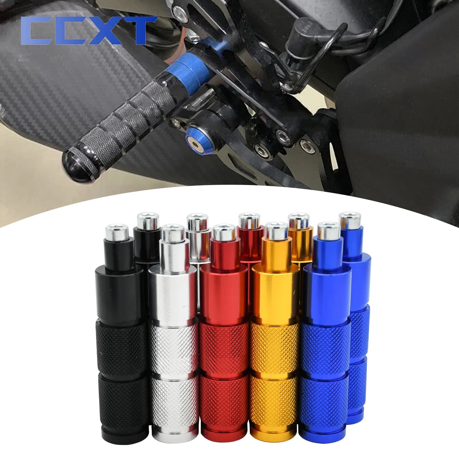 Universale di Alluminio di CNC M8 Moto Bici ATV Scooter Dirt Bike Pedane Pedane Pedali Per Honda Yamaha KTM Kawasaki Suzuki