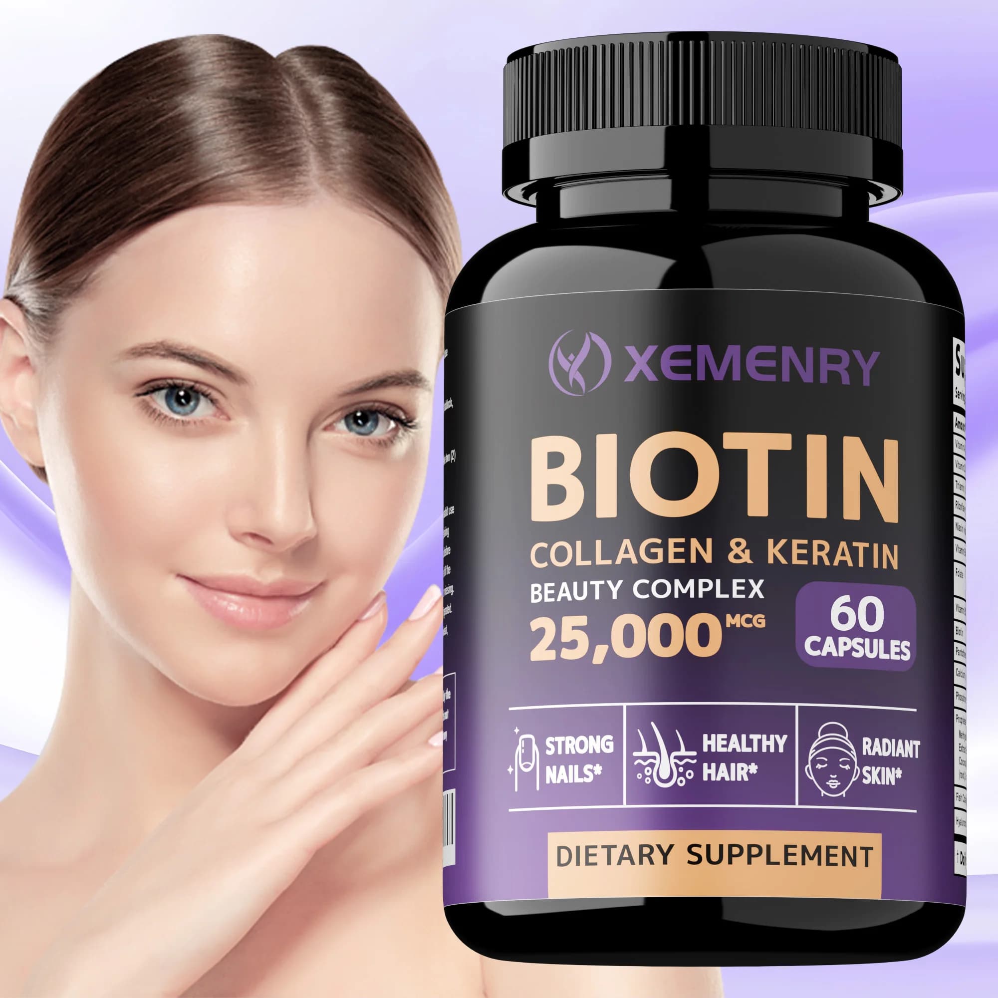 Biotin + Collagen + Keratin - Antiage, Antioxidant, Helps improve healthy hair, skin, nails, improve immunity | Not GMO