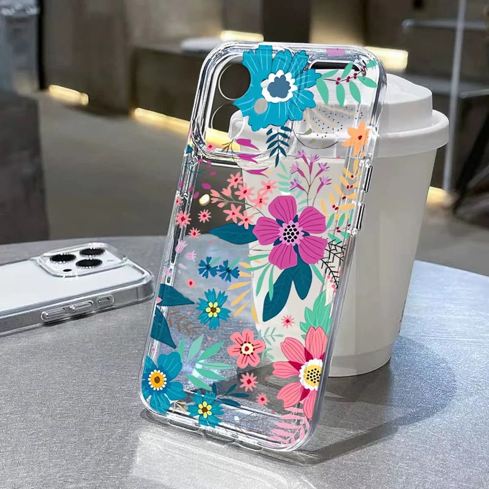Silicone flower phone case for iPhone 17 Pro Max 16 13 11 15 12 16E 17 Air 16promax 17promax Soft transparent case Funda