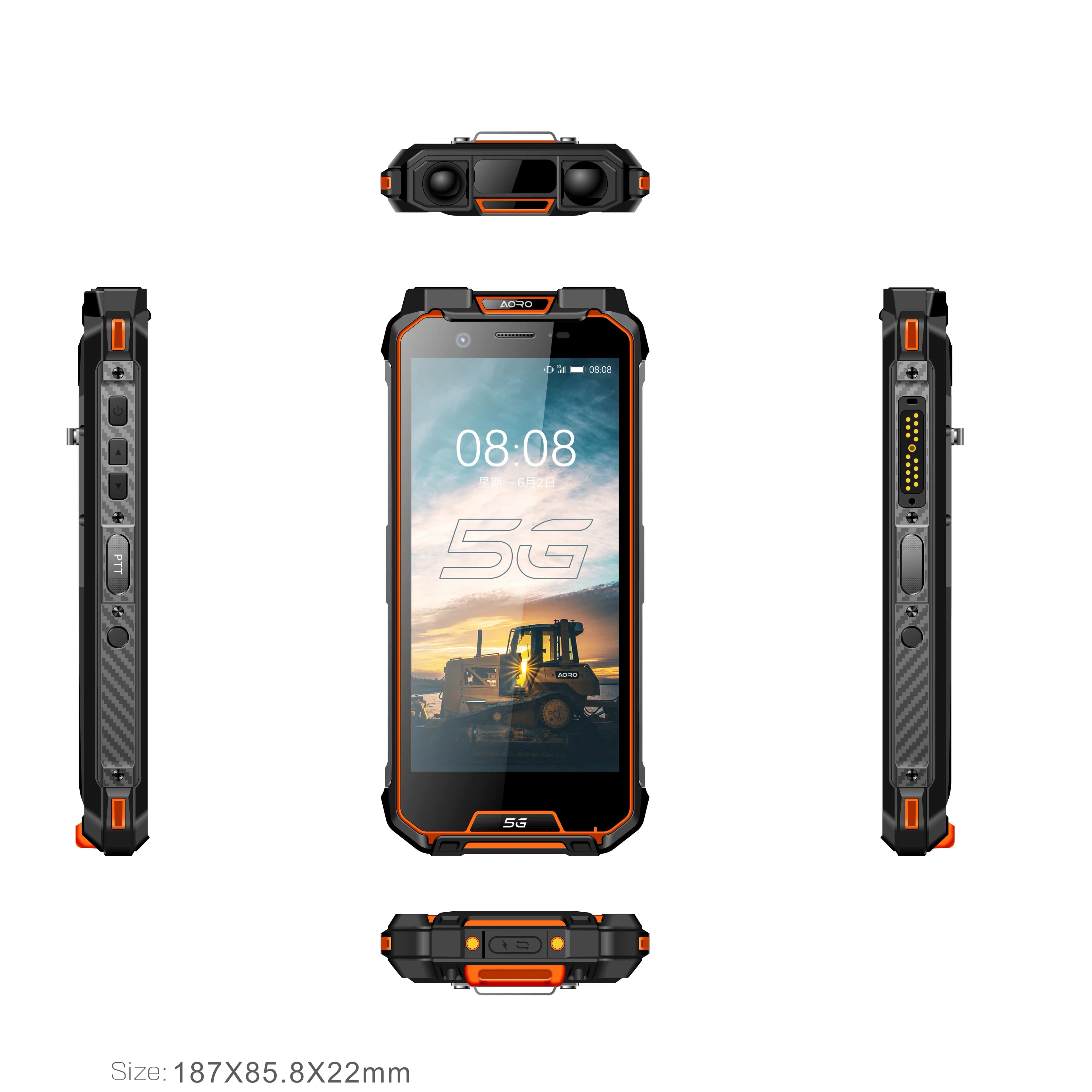 Octa Core Cuffie da 6,0 pollici 48MP + 13MP Telefoni cellulari Android 12 Smartphone Atex a prova di esplosione 5g Walkie Talkie originale