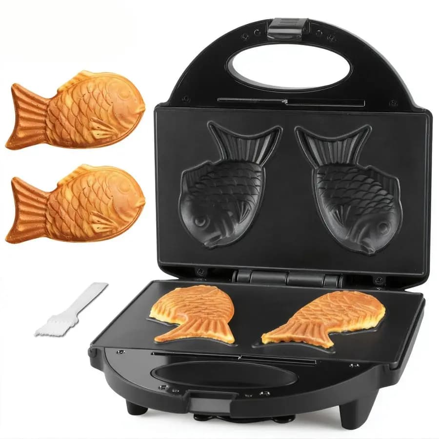 Fish Shape Waffle Machine with Anti-stick Plate, Electric Plate for Japanese Fish Shape Waffles, Korean Plate for Bungeoppang, R