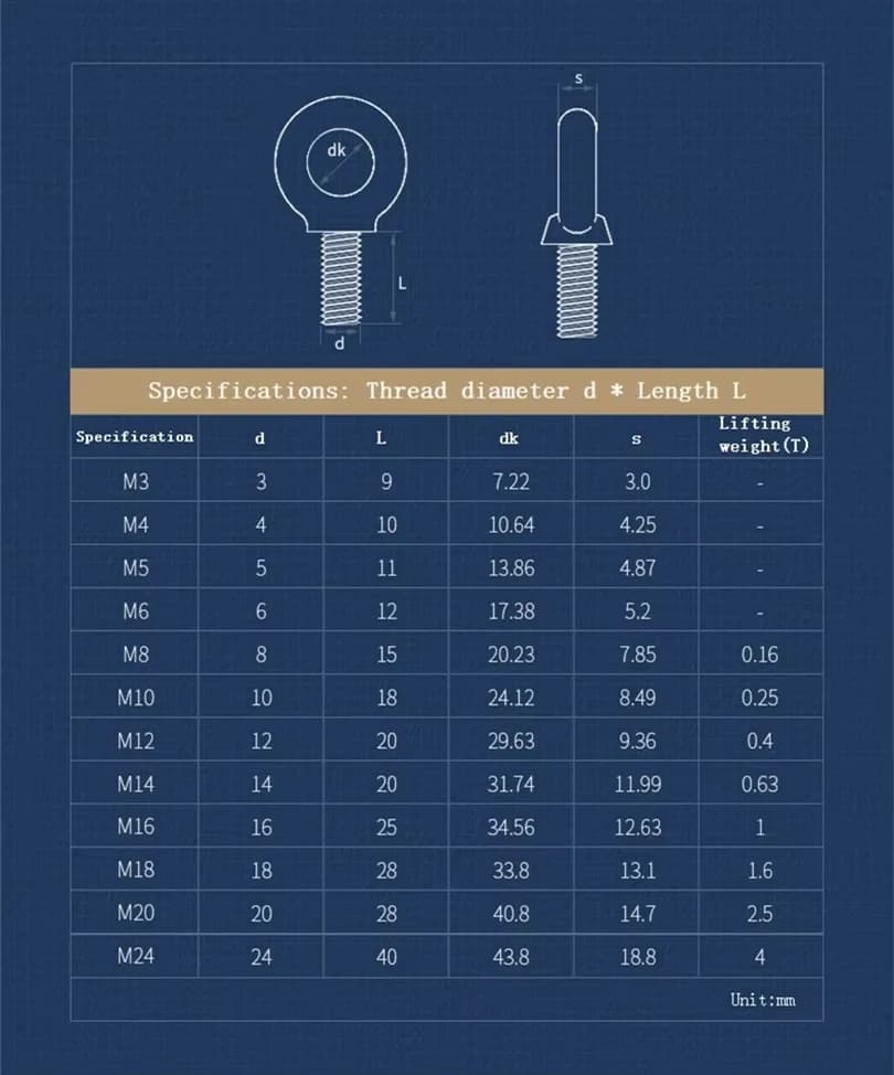 Anello di sollevamento a vite in acciaio inossidabile 304 M3 M4 M5 M6 M8 M10 M12 M14 M16~M24 con foro ad anello per cavo e fune nautico