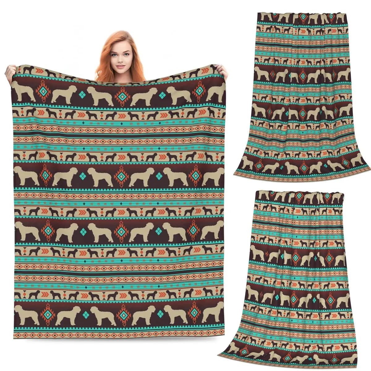 Boho Dogs Lagotto Romagnolo Sunset Coperte Morbida e Calda Coperta in Flanella Peluche per Letto Soggiorno Picnic Viaggio Casa Divano