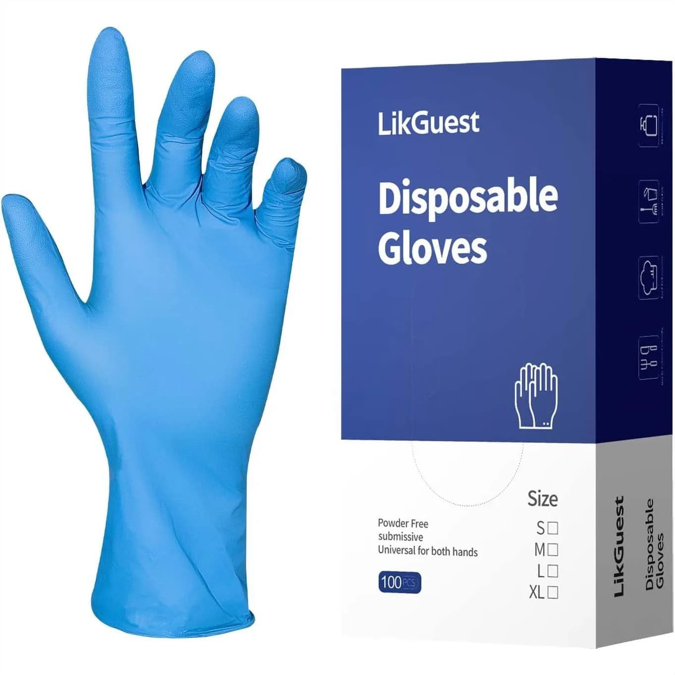 Guanti Monouso in Nitrile, Senza Lattice e Senza Polvere, per Pulizie, Preparazione Alimenti, Uso Domestico, Resistenti e Durevoli