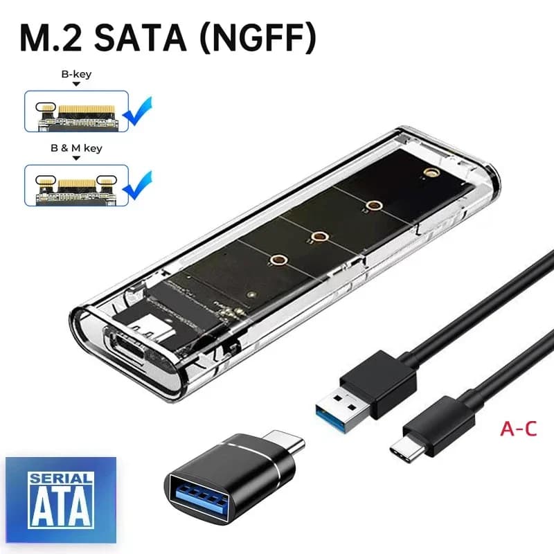 Custodia SSD M.2 SATA NGFF USB3.1 Tipo C 5 Gbps Adattatore per custodia a stato solido esterna senza attrezzi per SSD 2280/2260/2242/2230