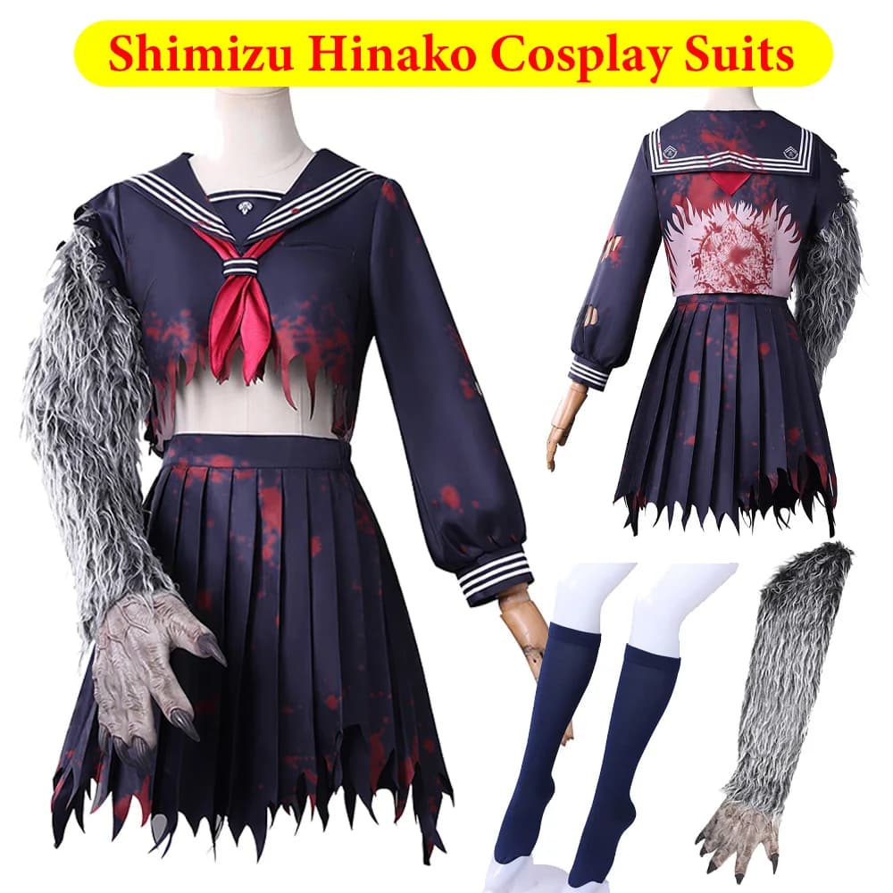 Fantasy Shimizu Hinako Costume uniforme cosplay Silent Game Hill Gioco di ruolo Giacca Gonna Cravatta Calzini Set Abiti Abito da festa di Halloween