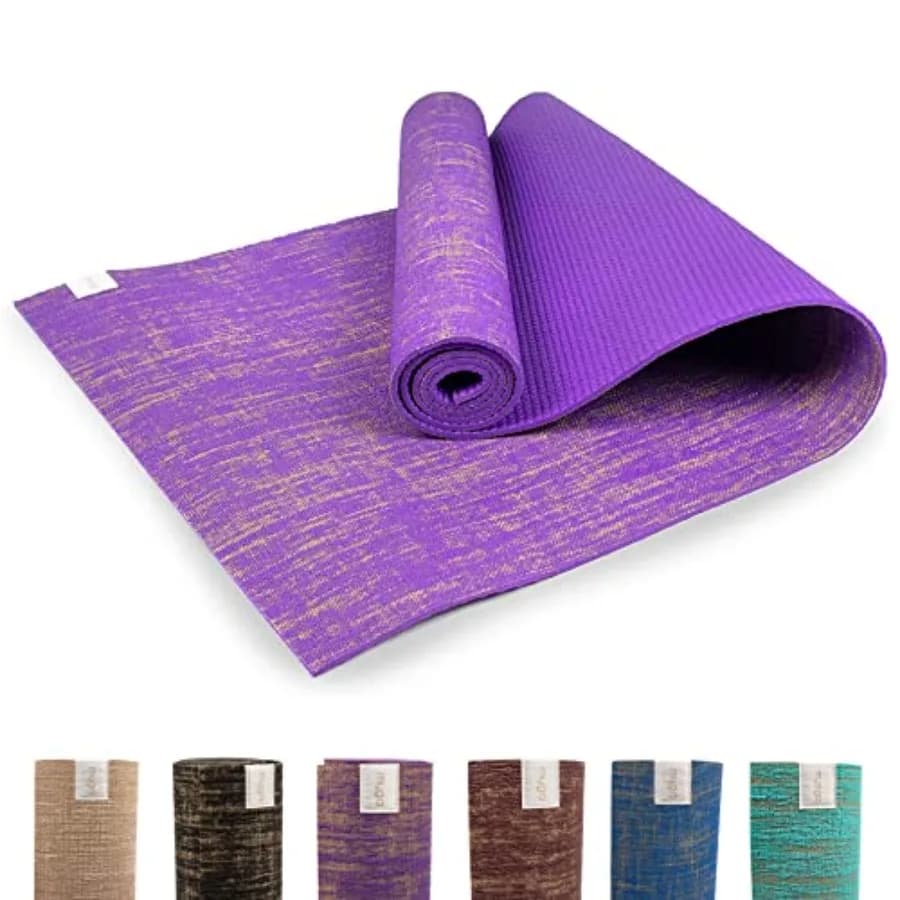 Tappetino da yoga in iuta, tappetino per esercizi a terra vegano ad alte prestazioni, tappetino da yoga ecologico biodegradabile con supporto in PVC, 72" x 24", 0,2 pollici