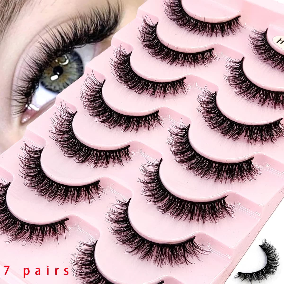 New 7/8/10 pairs artificial mink short natural messy comedy short false eyelashes Crisscross Wispy Fluffy eyelash extension eyel