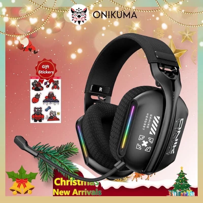 ONIKUMA GT808 Tri-mode Gaming Headphones with RGB, Wireless 2.4G and Desktop PC Cabins, Long Battery Life