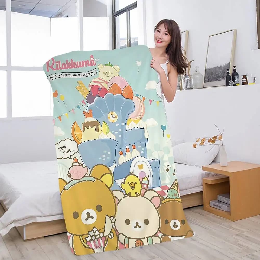 Cute Cartoon Rilakkuma Big Microfiber Beach Towels Quick Dry Towel Sand Beach Towels Pool Towel for Travel Swim Pool Yoga
