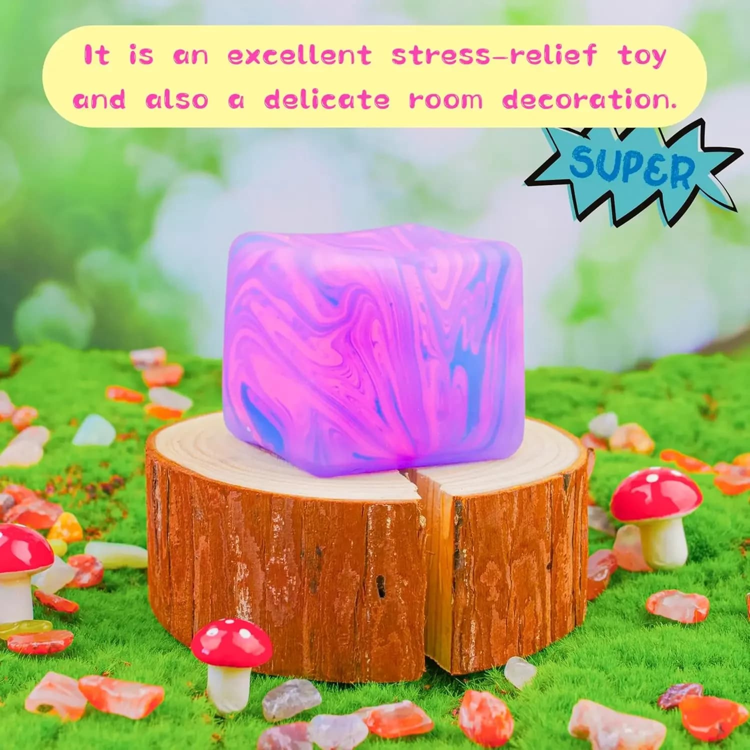 Cubo Giocattolo Sensoriale Antistress Morbido e Glutinoso da 5 cm, Riempito con Gel, Palla Estensibile, Palla Morbida a Forma di Cubetto di Ghiaccio, a Lenta Risalita