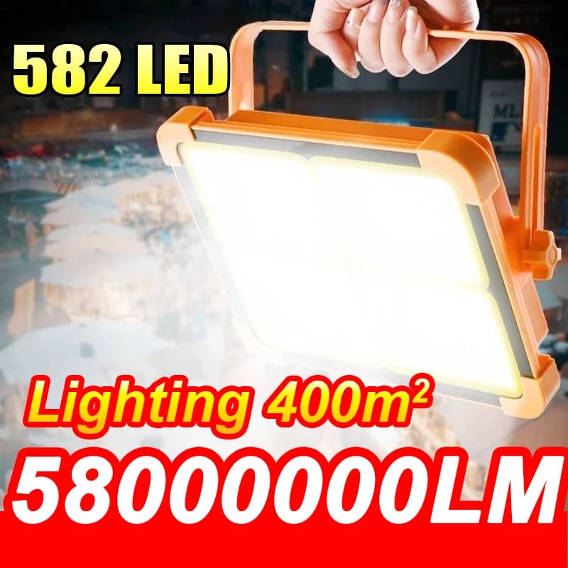 58000000LM Lampada solare per esterni Luce solare a LED super luminosa Luce solare esterna Lanterna sospesa solare 20000mAh Luce ricaricabile